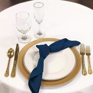 Gold Rim China with Gold Flatware